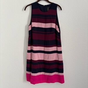 NWT Ann Taylor Women's Size 10 Multicolor Striped Sleeveless Shift Dress